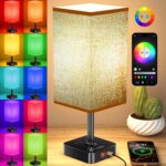 Bluetooth/WiFi RGB & USB Bedside Table Lamp with 3 USB Charging Ports 2 Outlets ... - Image 2