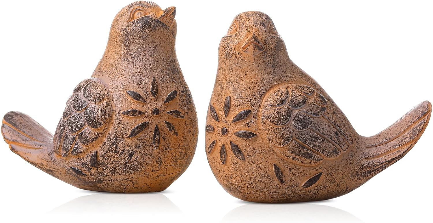 Blulu 2 Pcs Bird Figurines Home Decor Resin Bird Statue Vintage Farmhouse Decora... - Image 2