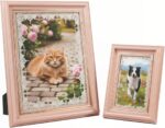 Blush Sakura Pink Farmhouse Photo Frames 10+6 Inch - Handmade Pink-Blue Lace Set... - Image 2
