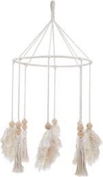 Bohemia Style Leaf Wall Pendant Tassel Hanging Ornament Beige Metal Ring Decorat... - Image 2