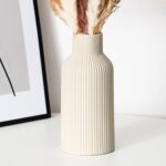 Bohemian Beige Ceramic Vase - for Pampas Grass, Mantel, Bookshelf, Entryway and ... - Image 2