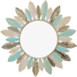Boho Metal Wall Mirrors, 16.1in Round Decorative Mirrors for Living Room, Bathro... - Image 2