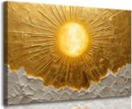 Boho Sun Canvas Wall Art Bohemia Minimalism Golden Abstract Sunrise Sunset Moder... - Image 2