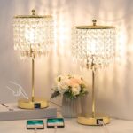 Boncoo Crystal Table Lamp Set of 2, 3-Way Dimmable Nightstand Lamp with 2 USB Ch... - Image 2
