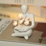 Bookshelf Decor Thinker Statue, Battery Powered Night Light, Modern Abstract Rea... - Image 2
