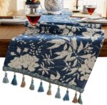 Botanical Dining Table Runner with Tassels Luxury Table Runner for Home Party De... - Image 2