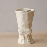 Bow Vase for Home Decor, Ceramic Flower Vase for Wedding, Matte Crème, H10 × W5.... - Image 2