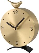 Brass Creative Clock - Silent Non-Ticking Desk Clock, Elegant Home & Office Deco... - Image 2