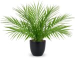 Briful Fake Plant 15’’ Artificial Palm Plant in Matte Black Pot Realistic Faux T... - Image 2