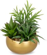 Briful Fake Succulents in Gold Metal Pot, Artificial Succulent Plants Arrangemen... - Image 2