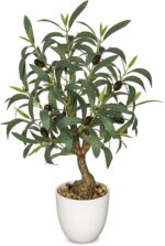 Briful Olive Trees Artificial Indoor 18 Inch Fake Olive Tree White Pot Faux Oliv... - Image 2