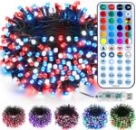BrizLabs RGB Color Changing String Lights, 33FT 100 LED Red White Blue String Li... - Image 2