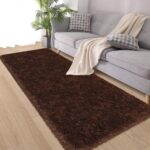 Brown Rug,2x6 Runner Rug for Bedroom Living Room,Soft Fluffy Soft Plush Washable... - Image 2