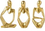 BrownLove 3pcs Golden Decor Thinker Statue Abstract Art Sculpture，Resin Collecti... - Image 2