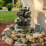 Bumilgar 6 Tier Cascading Rock Solar Water Fountain Outdoor Garden Waterfall Dec... - Image 2