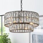 CATINER Black Crystal Chandelier 6-Lights Luxury Crystal Pendant Chandelier 20''... - Image 2