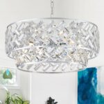 CATINER Chrome Crystal Chandelier, 8-Light Drum Semi Flush Mount & Pendant Ceili... - Image 2