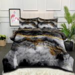 CCoutueChen Black Grey Marble Comforter Set King Size Gold Glitter Marbling Bedd... - Image 2