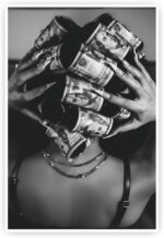 CDLJL Abstract Wall Art Trendy Black And White Black Woman Money On Head Unframe... - Image 2