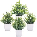 CEWOR Fake Plants 4 Packs Small Artificial Greenery Mini White Potted Plants Bat... - Image 2