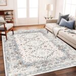CHAMPLANT Retro Boho Design Area Rug 4x6 Washable Living Room Indoor Non-Slip La... - Image 2