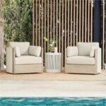 CHITA 3 Pieces Boho Patio Rattan Bistro Set, Outdoor Wicker Furniture Swivel Cha... - Image 2