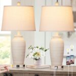 CINSARY 24.3" Farmhouse Jar Table Lamps Set of 2, 3 Way Touch Control Rustic Bed... - Image 2
