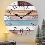 CLXEAST 24 Inch Multicolor Woodgrain Shiplap Wall Clocks for Living Room Decor, ... - Image 2