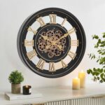 CLXEAST 24 Inch Wall Clock with Moving Gears, Large Roman Numeral Gear Clock for... - Image 2