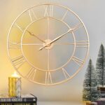 CLXEAST Champagne Gold 30 Inch Wall Clock,Large Modern Metal Roman Numeral Wall ... - Image 2
