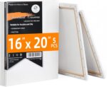 CONDA 16x20 inch Stretched Canvas for Painting, 5 Pack Primed Large Canvas, Prim... - Image 2