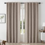 CUCRAF Natural Linen 100% Blackout Curtains 72 Inch Length 2 Panels Set, Back Ta... - Image 2