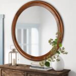 CULER Round Wall Mirrors 30 Inch,Wood Rustic Decorative Transitional Mirror with... - Image 2