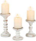 Candeldo Wood Candle Holders for Pillar: Rustic Candles Holder Set of 3 Tall Tab... - Image 2