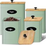 Canisters Sets for the Kitchen Set of 4, Metal Sugar Flour Coffee Storage Contai... - Image 2