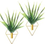 Canlierr 2 Pieces Gold Wall Decor Hanging Planters with Artificial Plants Metal ... - Image 2