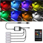 Car Interior LED Lights, 8 in 1 4PCS Vehicle Ambient Lamp Integrated with Music ... - Image 2