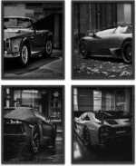 Car Poster Wall Art Prints,Black Car Canvas Wall Art,Modern Racing Car Poster Ci... - Image 2
