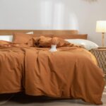 Caramel Pumpkin Duvet Cover Set Queen Size 3pcs Burnt Orange Duvet Covers Modern... - Image 2