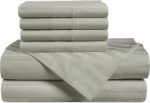 Casa Platino 100% Egyptian Cotton Sheets King Size Set - 6 Pieces - Damask Strip... - Image 2