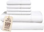 Casa Platino Queen Sheet Set, 6 Piece 100% Cotton Bed Sheet Set with 500 Thread ... - Image 2