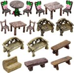 Cayway 17 PCS Miniature Garden Ornaments, Miniature Garden Table and Chairs Set,... - Image 2
