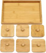 Ceramic Divided Serving Dishes with Bamboo Platter, 6 Piece Ceramic Snack Servin... - Image 2
