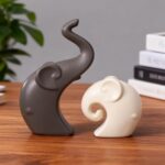 Ceramic Elephant Couple Statues, Modern Intertwined Elephant Figurines for Home ... - Image 2