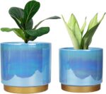 Ceramic Flower Plants Pots Planter with Drainage Hole, 6.0 inch+5.0 Inch. Indoor... - Image 2