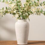Ceramic Flower Vase, 11 Inch Large White Flower Vase Tall Rustic Farmhouse Decor... - Image 2