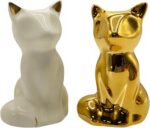Ceramic Fox Statues Home Decor Sculptures,White and Gold Fox Figurines Perfect f... - Image 2
