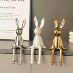 Ceramic Long-Eared Sitting Rabbit Room Ornaments Statue Luxury Home Decoration A... - Image 2