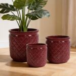Ceramic Planters Set of 3, 15/12/9 in Indoor & Outdoor Large Plant Pots with Dra... - Image 2