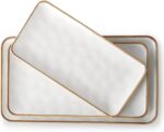 Ceramic Rectangle Serving Platter with Brown Rim: 15.6/14.1/12.6 Inch Large Serv... - Image 2